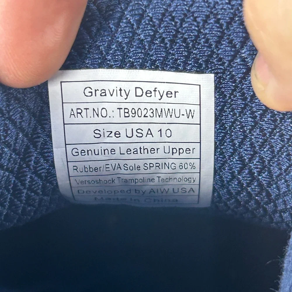 Gravity Defyer G-Defy Mens 10 Blue Leather Walking Shoes TB9023MWU-W VersoShock
